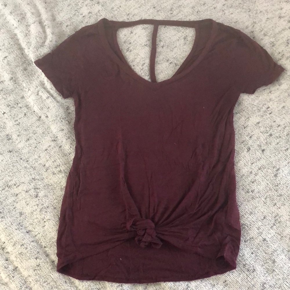 V-neck front knot tie Tee